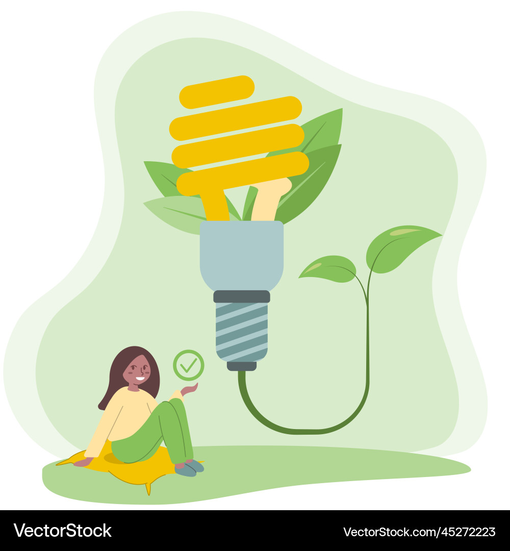 Characters reduce energy consumption use vector image