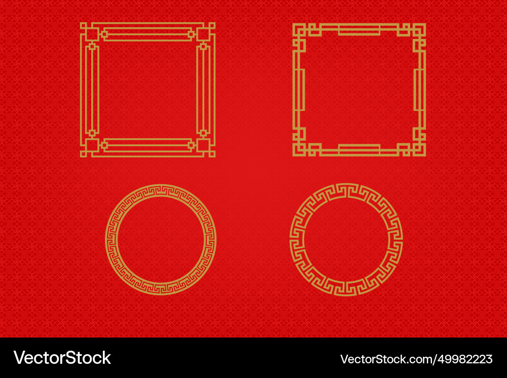 Chinese frame or border set on red background Vector Image