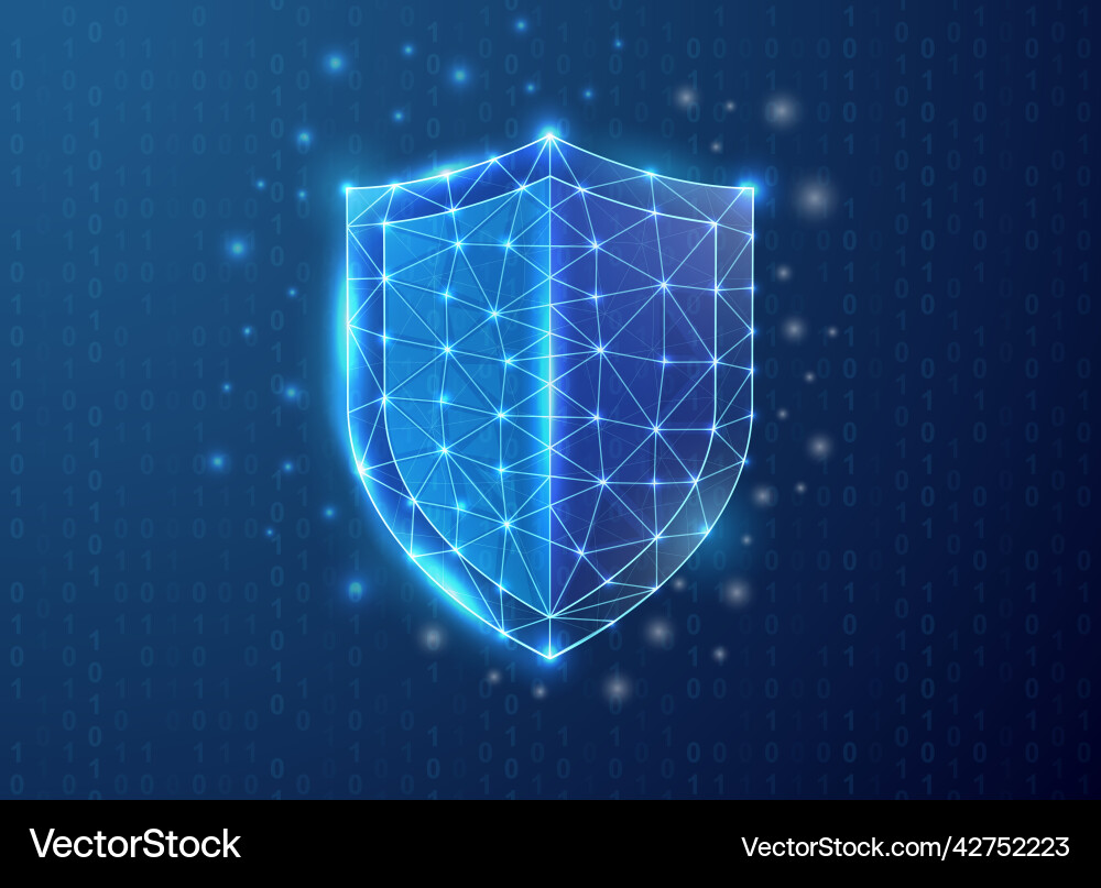 Cybersecurity Shield with Binary Code Vector Image