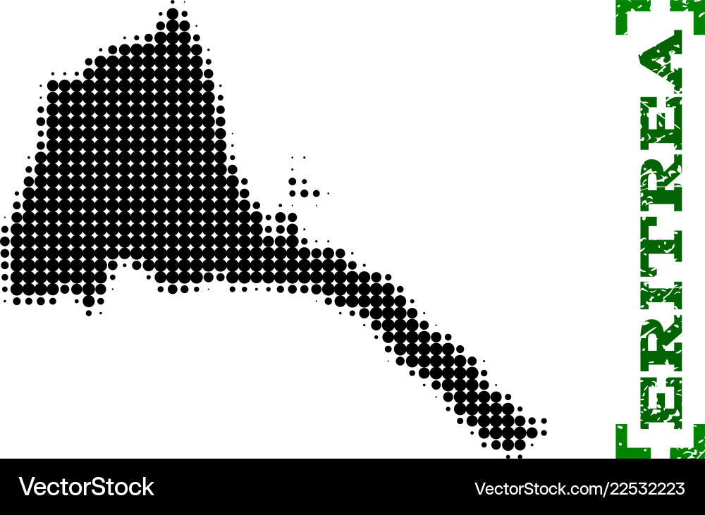 Halftone map eritrea and grunge caption Halftone map eritrea and grunge caption vector image