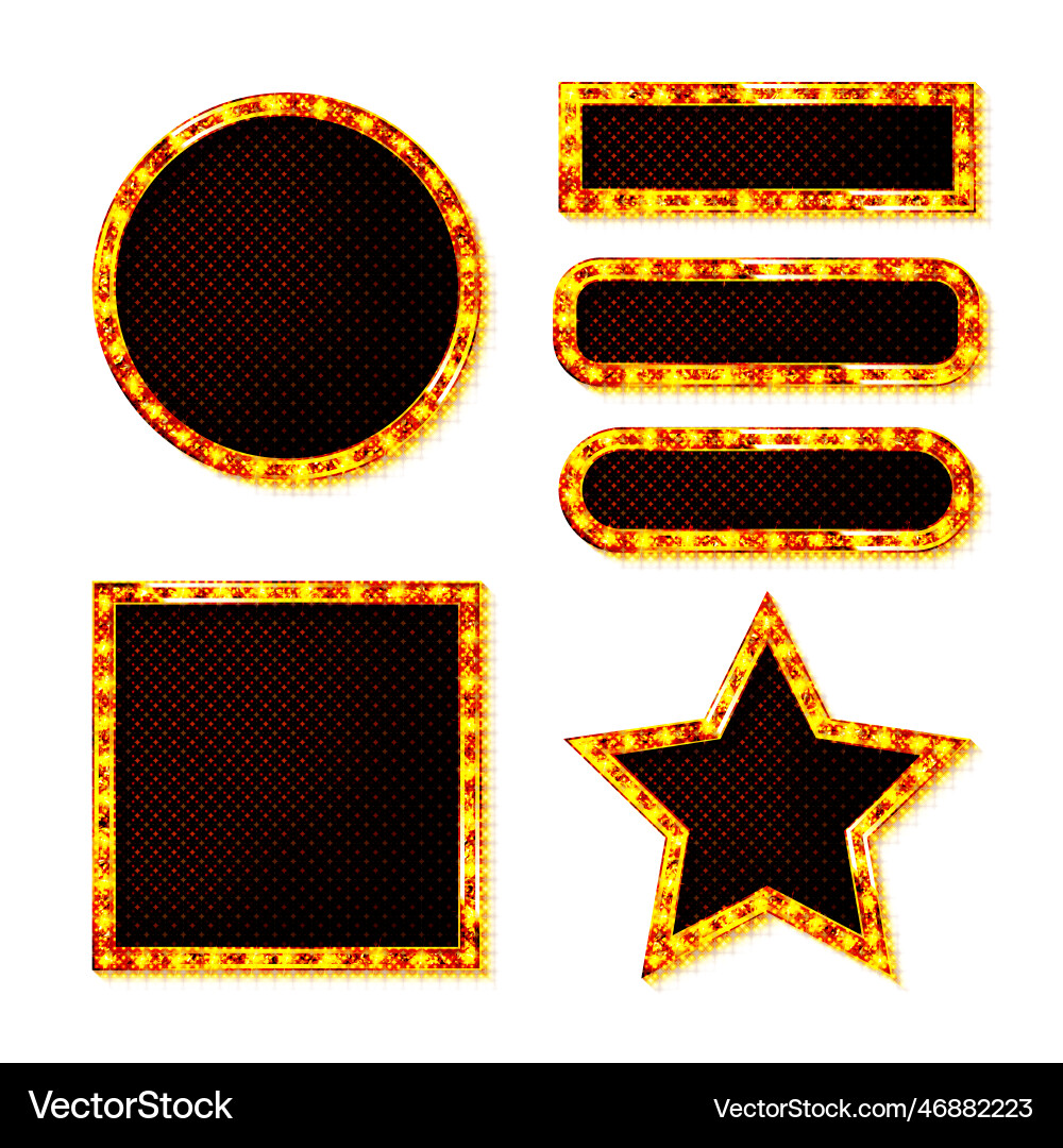 Isolated set of mirror with bulb frame Vector Image