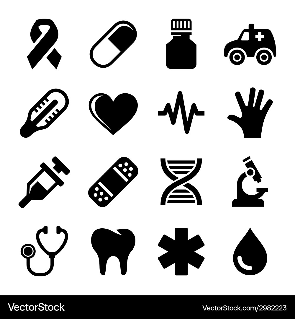 Medical Icons Set - Healthcare Symbols Vector Image