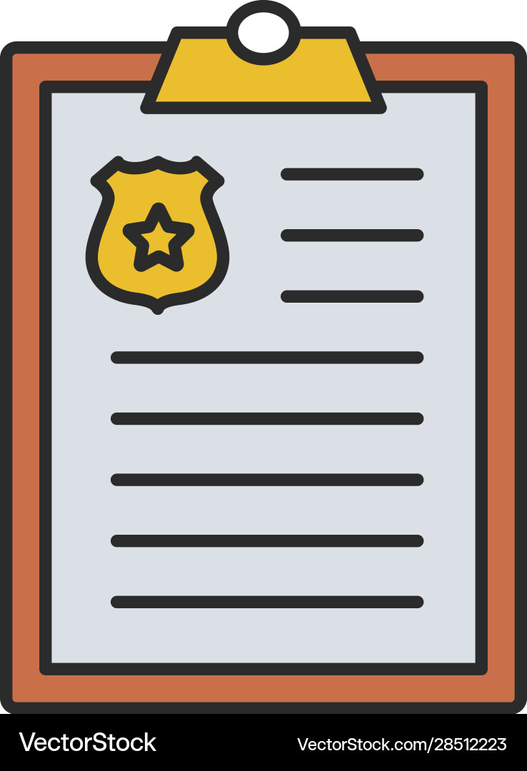 Polizeibericht Icon - Verbrechenskarte Vektorbild