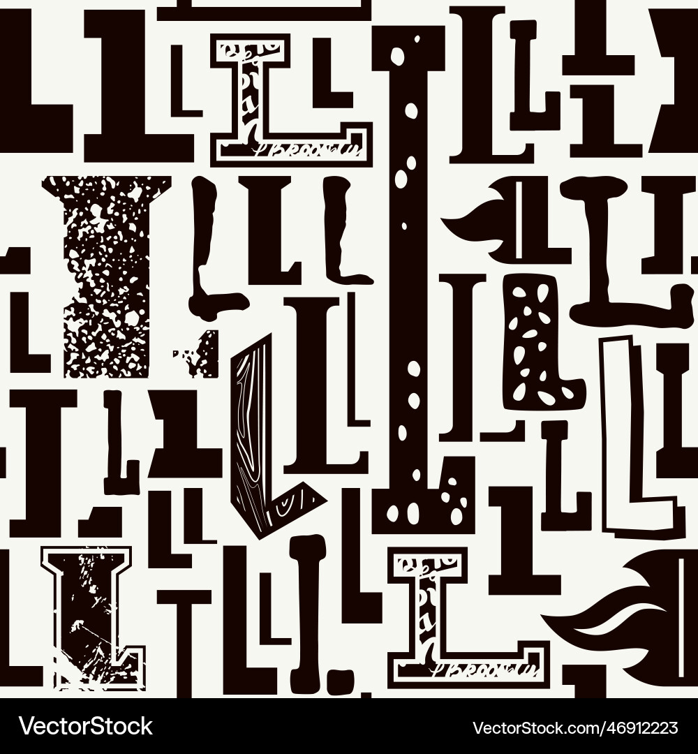Seamless pattern with letters l in typographic Seamless pattern with letters l in typographic vector image