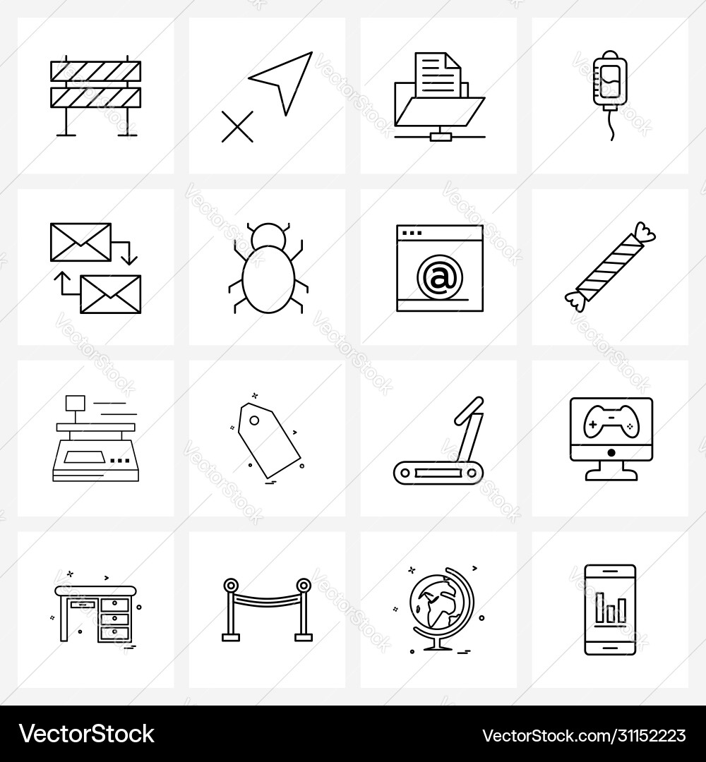 Set 16 simple line icons for web and print Vector Image