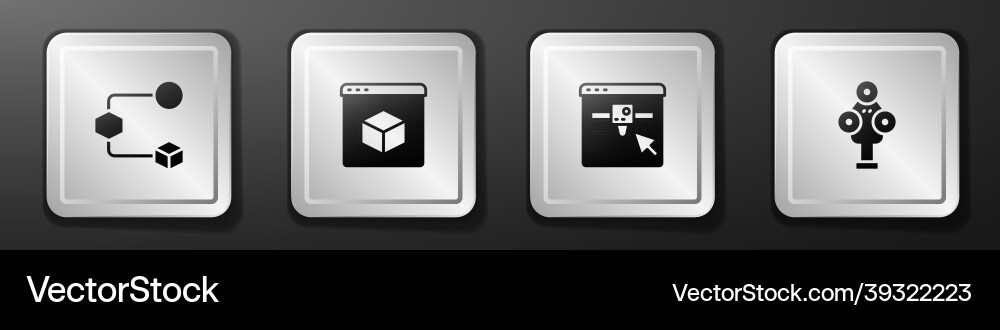 Set isometric cube 3d printer setting Set isometric cube 3d printer setting vector image