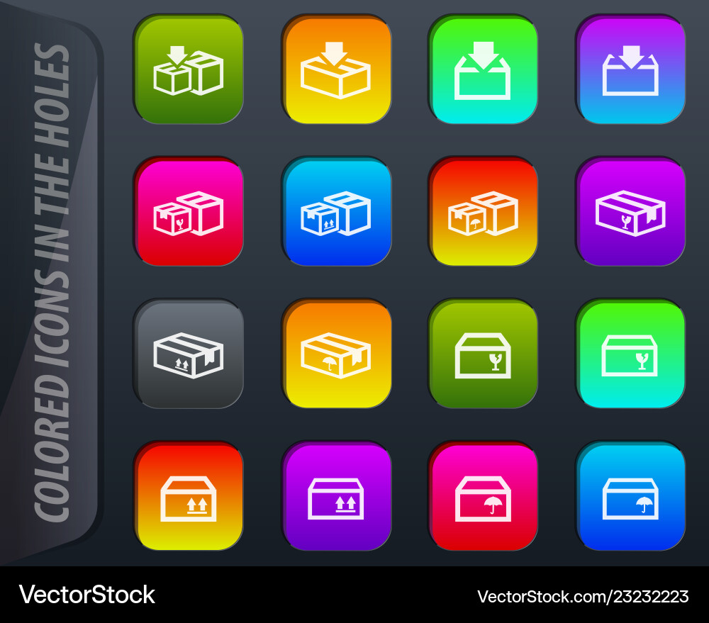 Simple icons set of box Vector Image