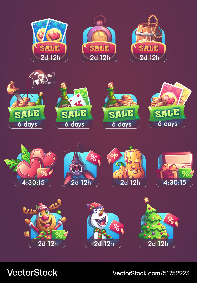 Solitaire pirates - color set of various items Vector Image