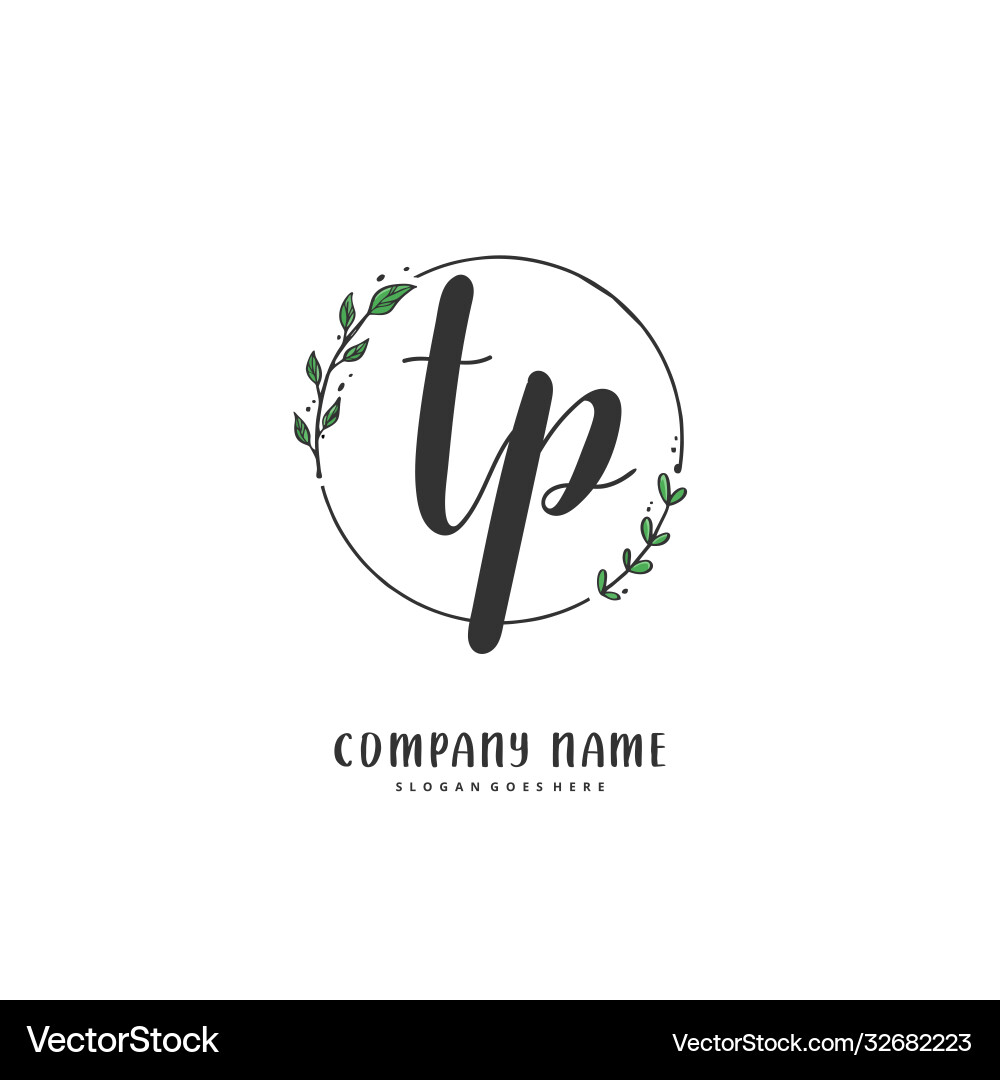 T p tp initial handwriting and signature logo T p tp initial handwriting and signature logo Vector Image