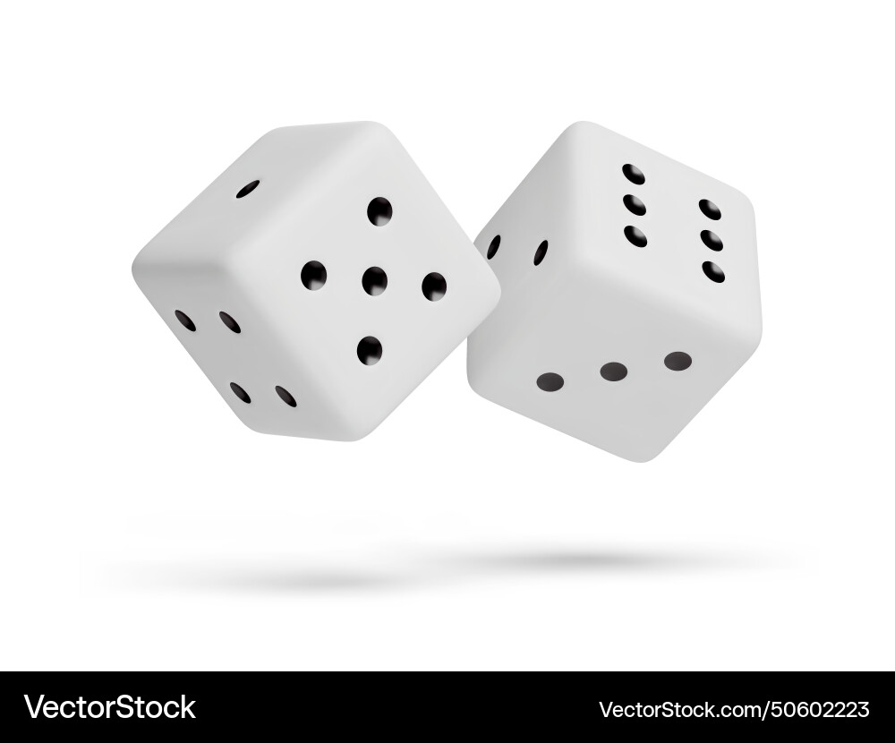 White dice with random numbers of black dots 3d White dice with random numbers of black dots 3d vector image