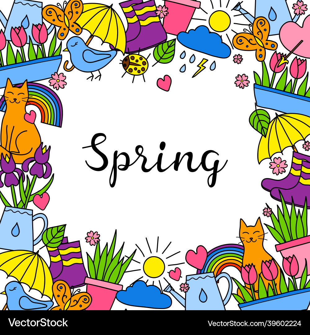 Background with doodle spring items Background with doodle spring items vector image