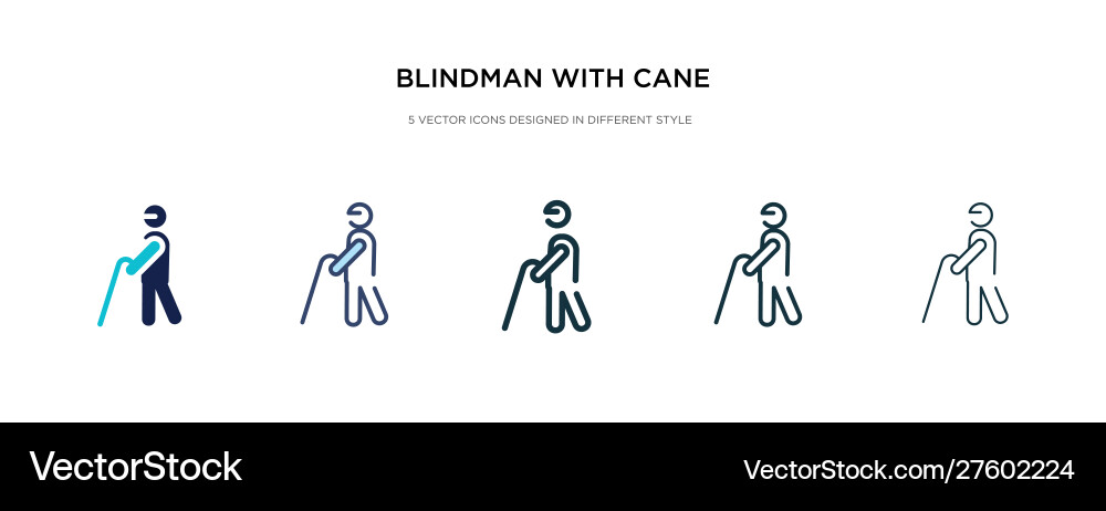 Blindman with cane icon in different style two vector image