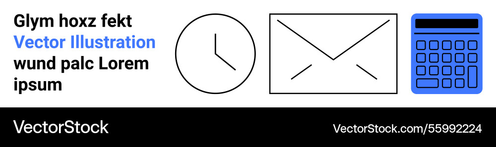 Clock envelope and calculator icons representing Clock envelope and calculator icons representing vector image