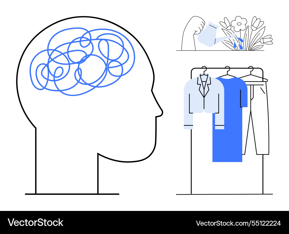 Concept of mental clutter and simplification Concept of mental clutter and simplification Vector Image