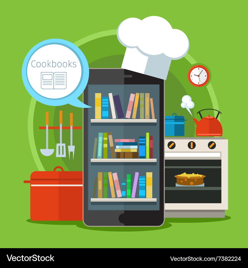 Concept of searching for recipes in web vector image