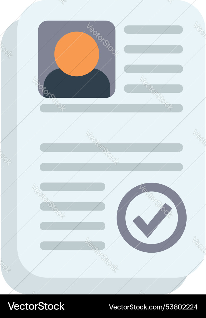 Curriculum vitae with check mark showing Curriculum vitae with check mark showing vector image