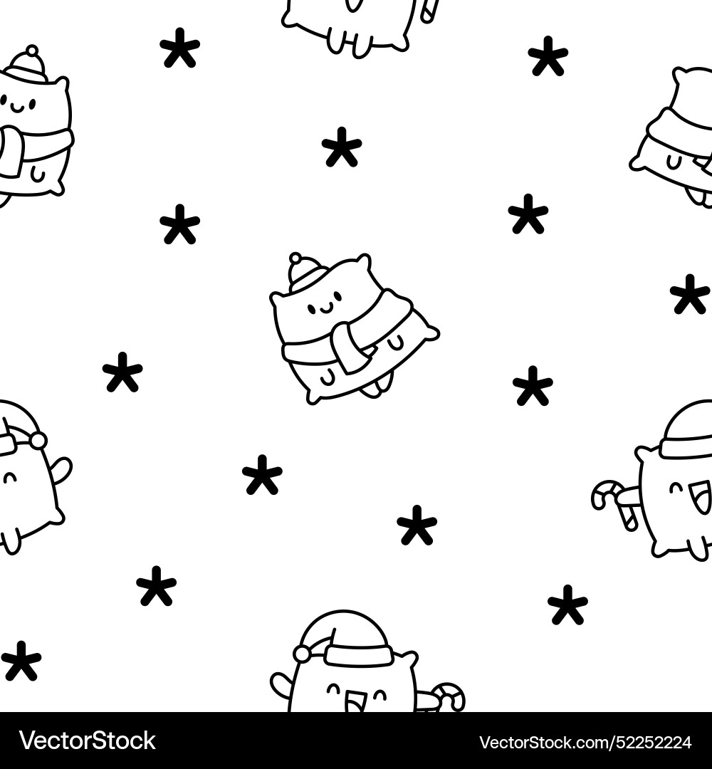 Cute funny pillow with happy face coloring page Cute funny pillow with happy face coloring page vector image