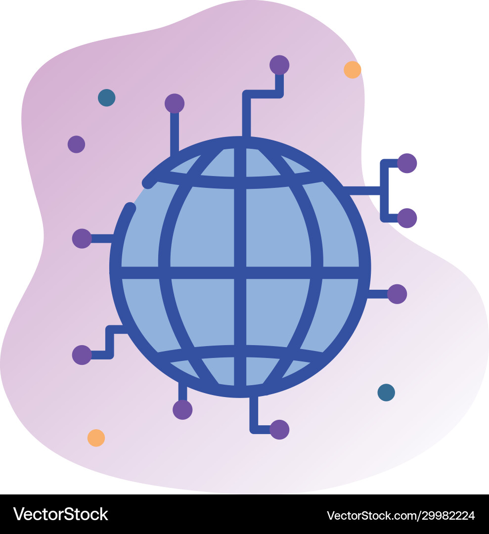Isolated global sphere line fill block style icon vector image