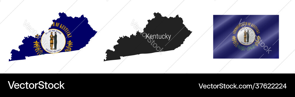 Kentucky us state detailed flag map Kentucky us state detailed flag map vector image