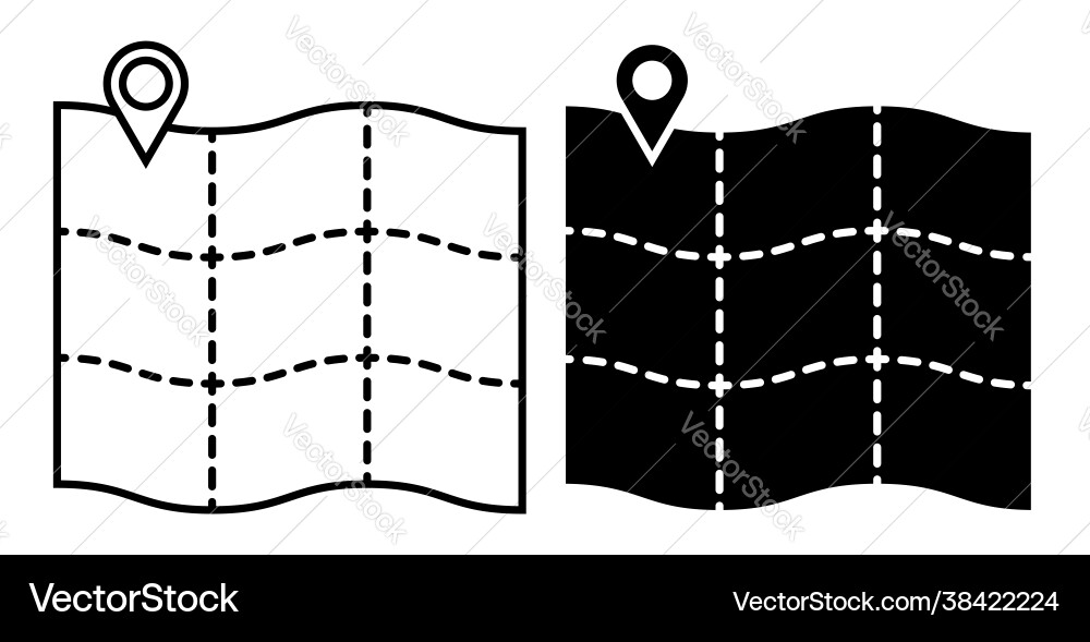 Map with checkpoint mark navigation on paper Map with checkpoint mark navigation on paper Vector Image