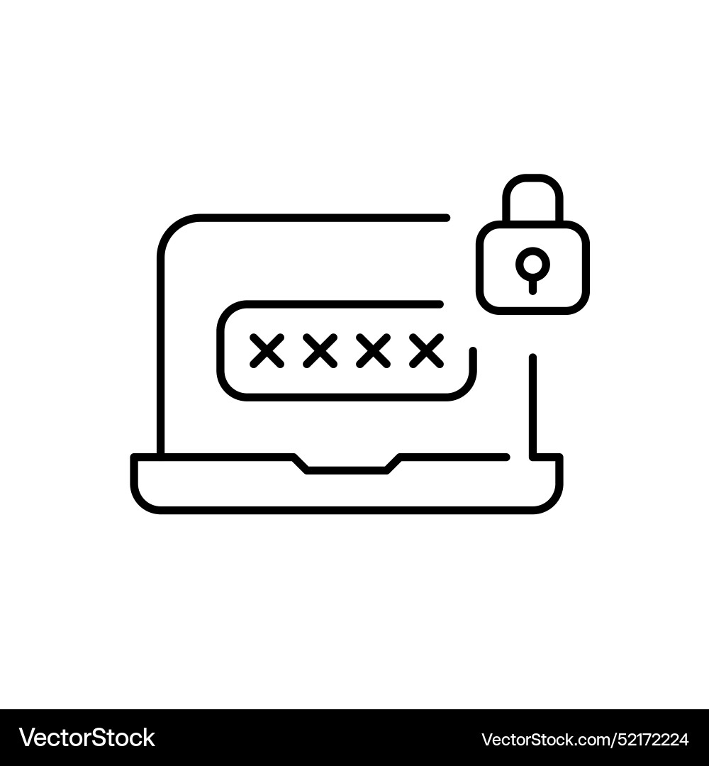 Protected laptop entry interface password input Protected laptop entry interface password input vector image