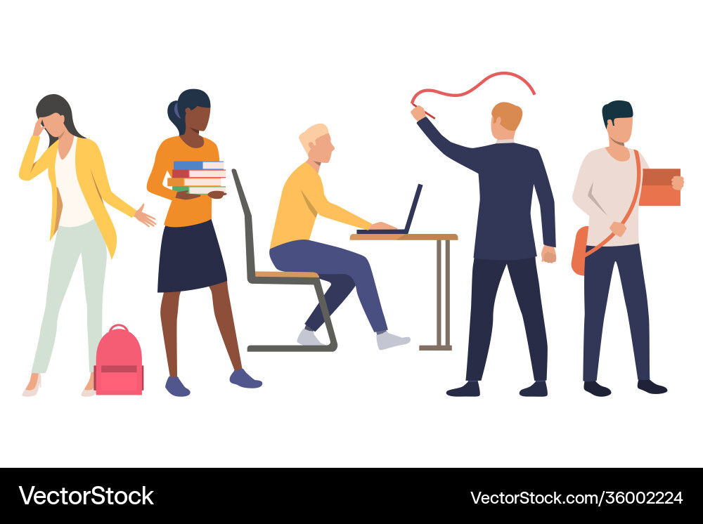 Set busy students in university Set busy students in university Vector Image