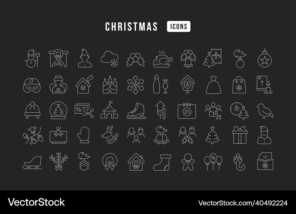 Set of linear icons christmas vector image