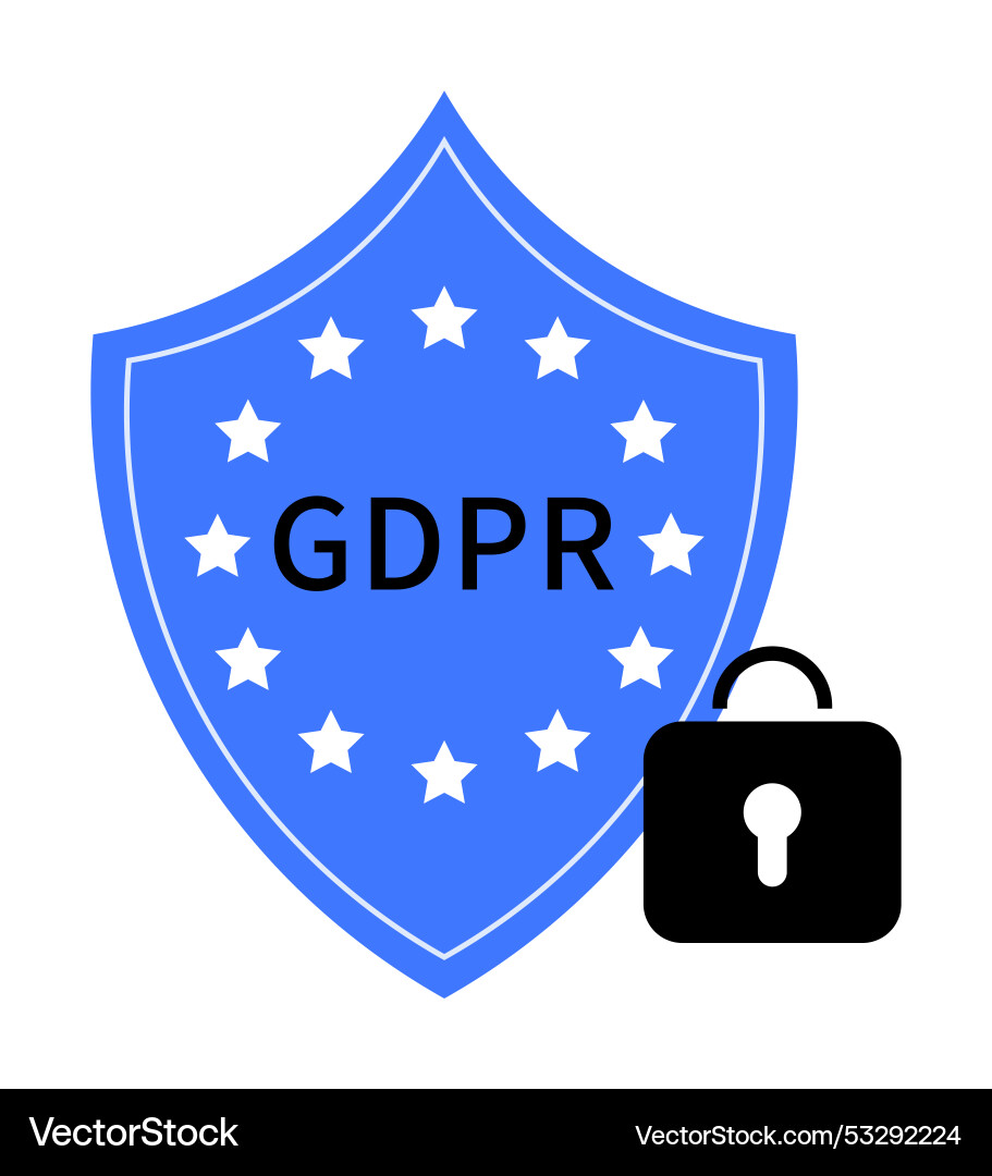 Shield with stars and gdpr text lock icon Vector Image