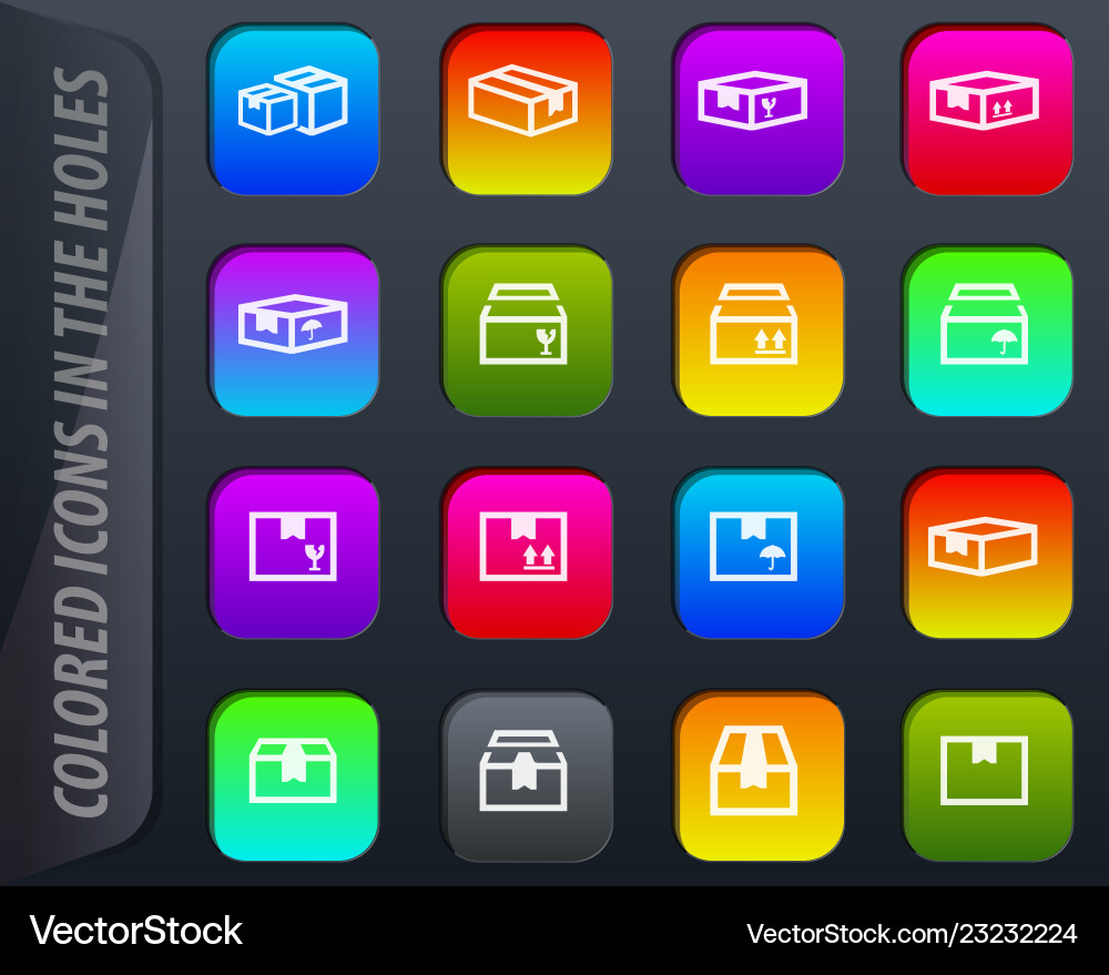 Simple icons set of box Vector Image