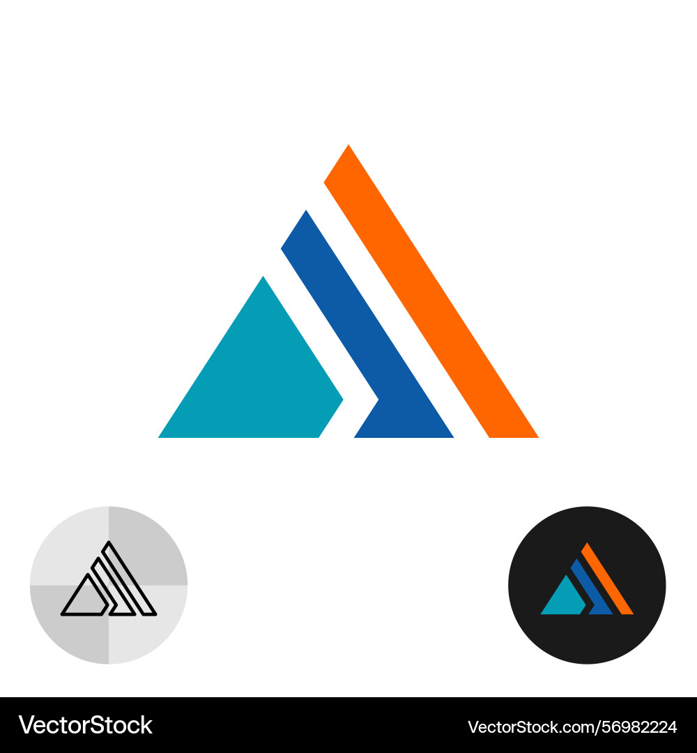 Triangle abstract logo with two parallel lines Triangle abstract logo with two parallel lines vector image