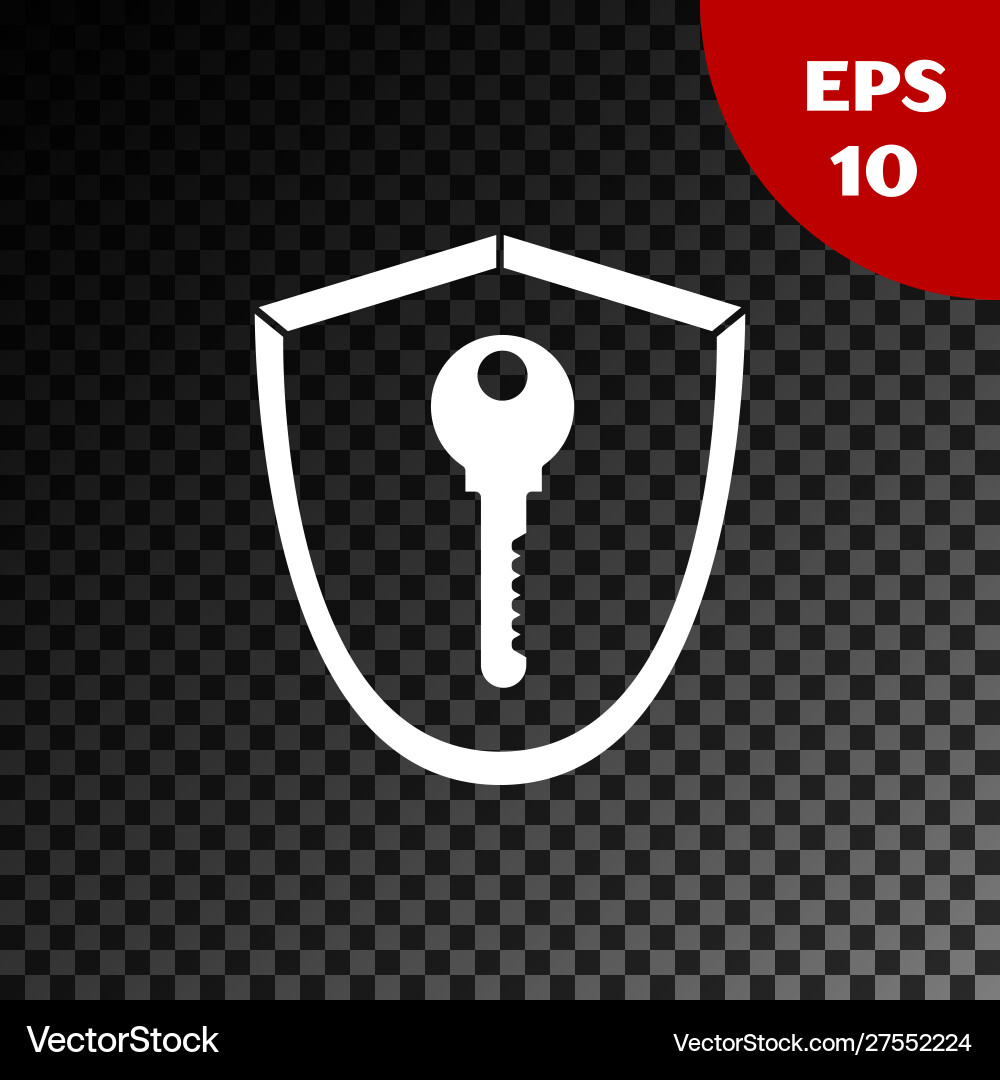 White shield with key icon isolated on transparent White shield with key icon isolated on transparent Vector Image