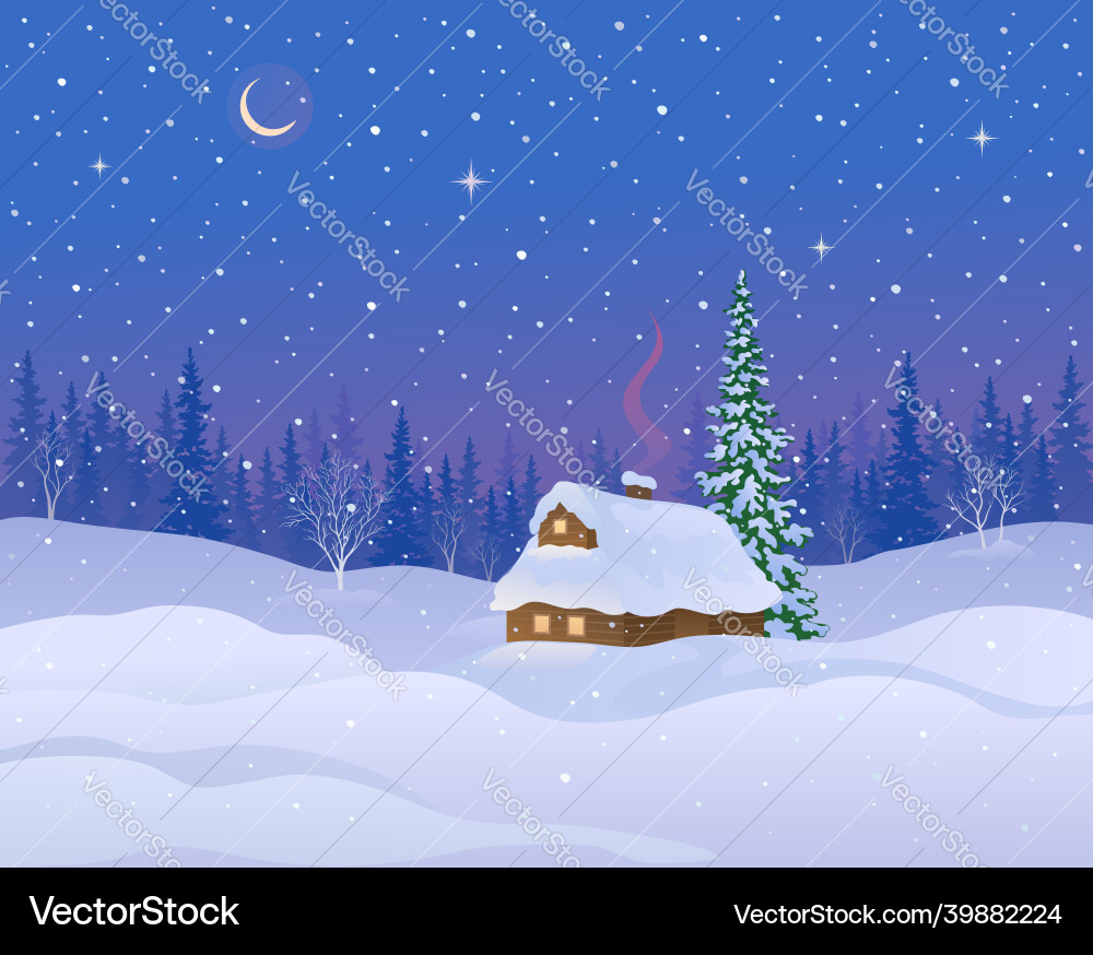 Winter cabin background Winter cabin background vector image