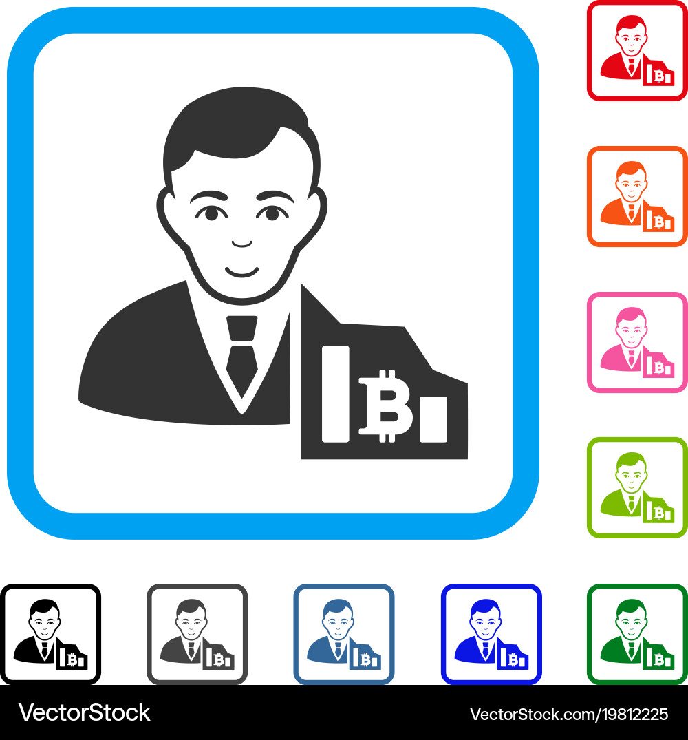 Bitcoin trader framed joyful icon vector image