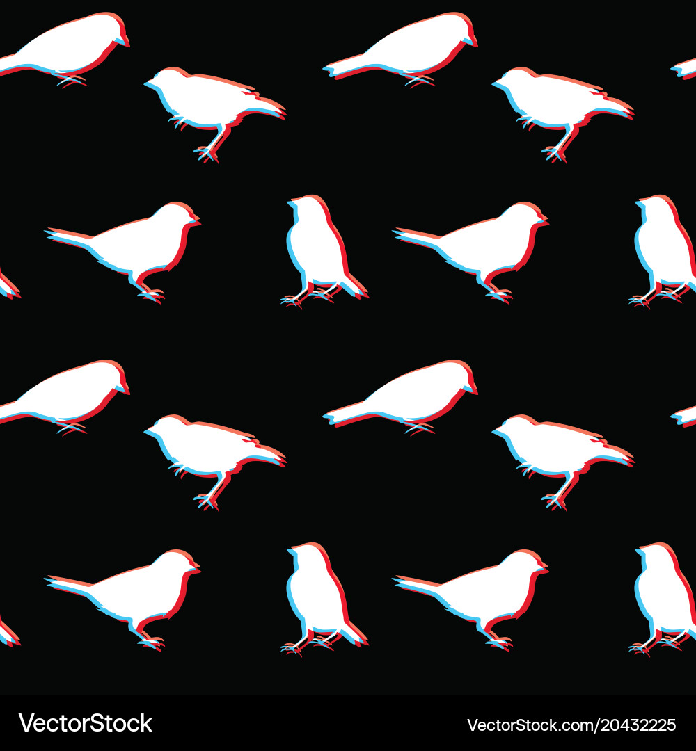 Black and White Sparrow Pattern Vector Image