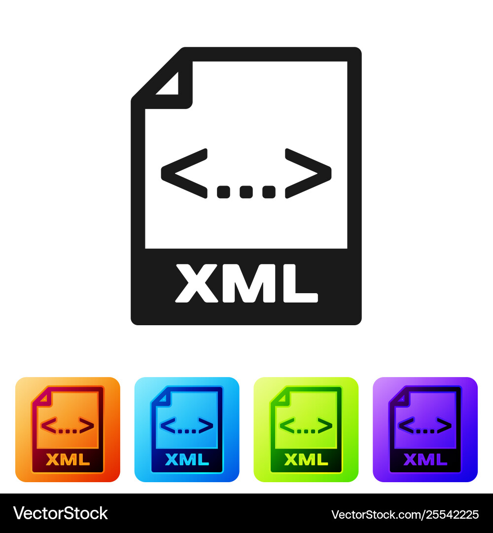 Black xml file document icon download button Vector Image