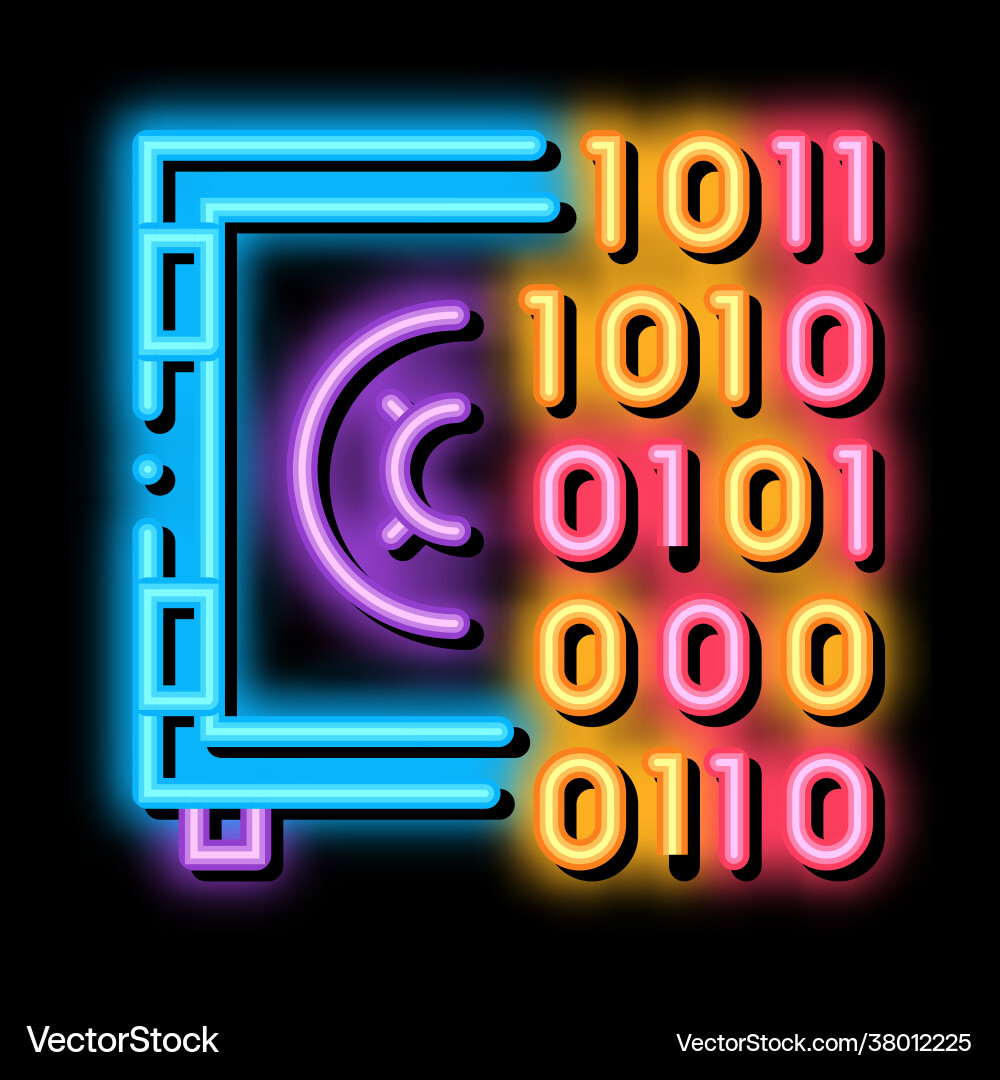 Computer hacking mit binären Code Neon leuchten Icon Computer hacking mit binären Code Neon leuchten Icon vektorbild