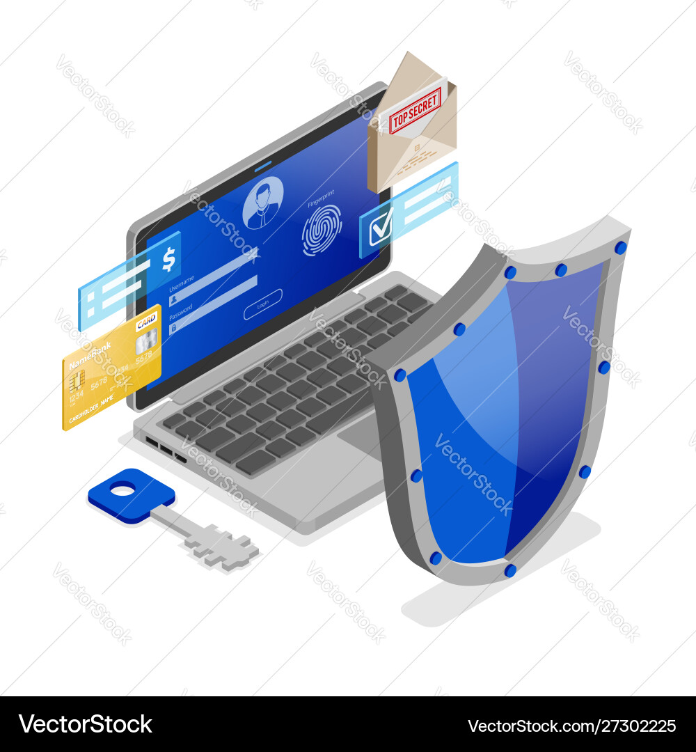 Computer internet and personal data security Computer internet and personal data security vector image