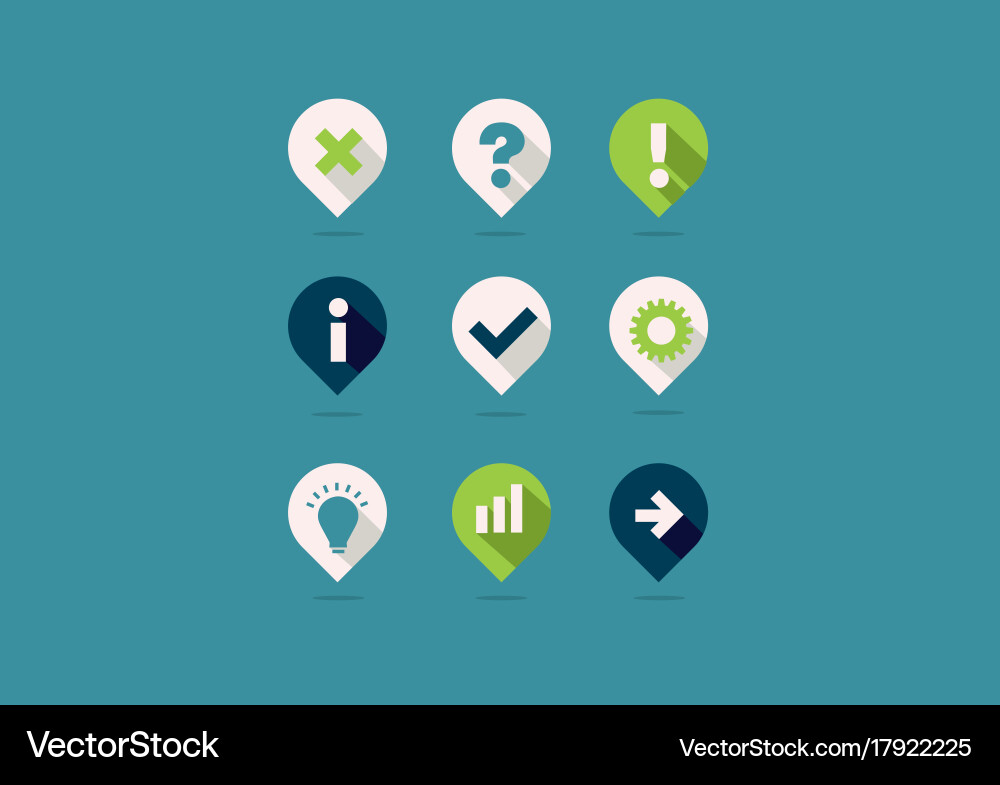 Creative set of icons question tick idea graph vector image