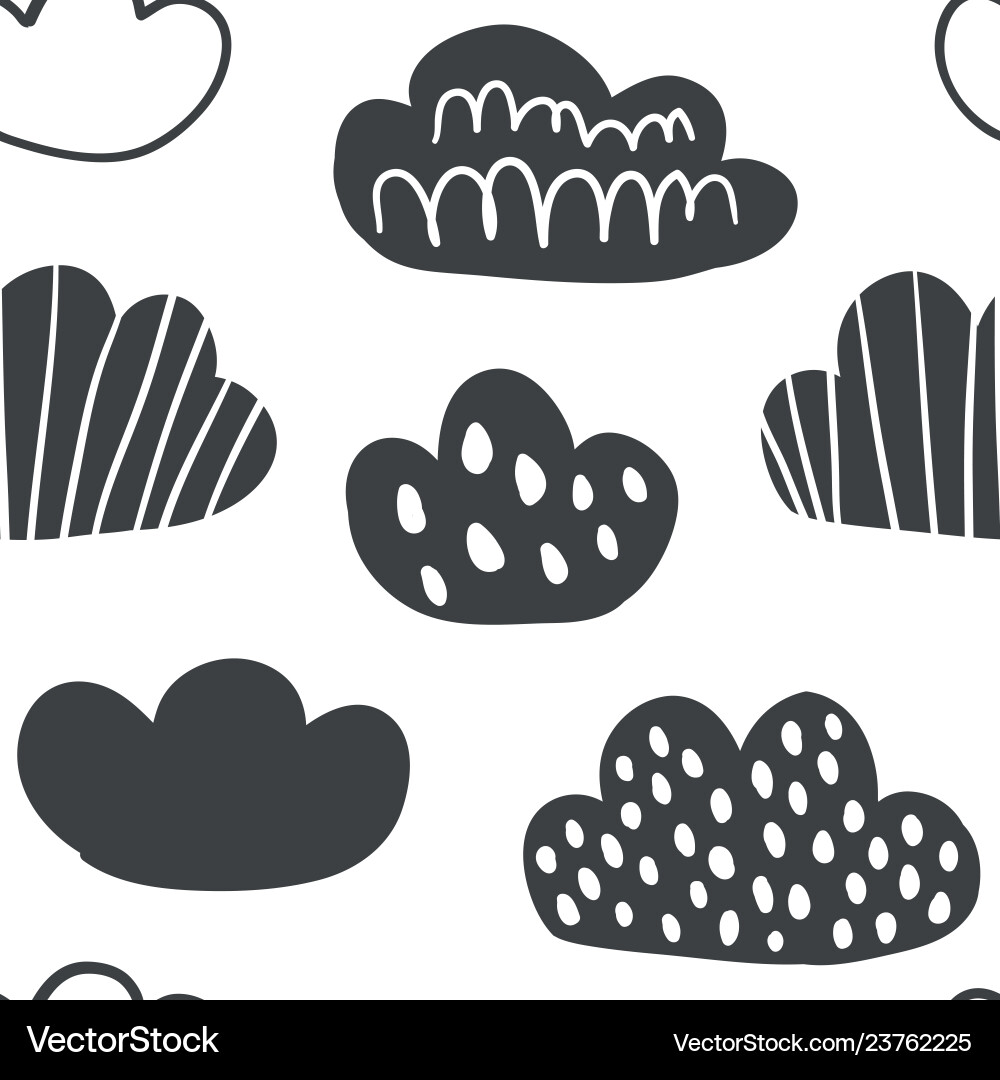 Cute seamless pattern with smiling clouds Vector Image