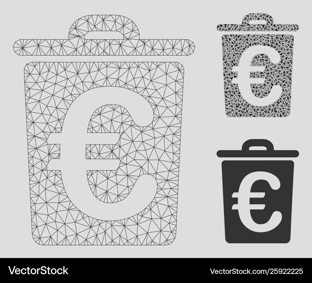 Euro trash mesh network model and triangle Euro trash mesh network model and triangle vector image