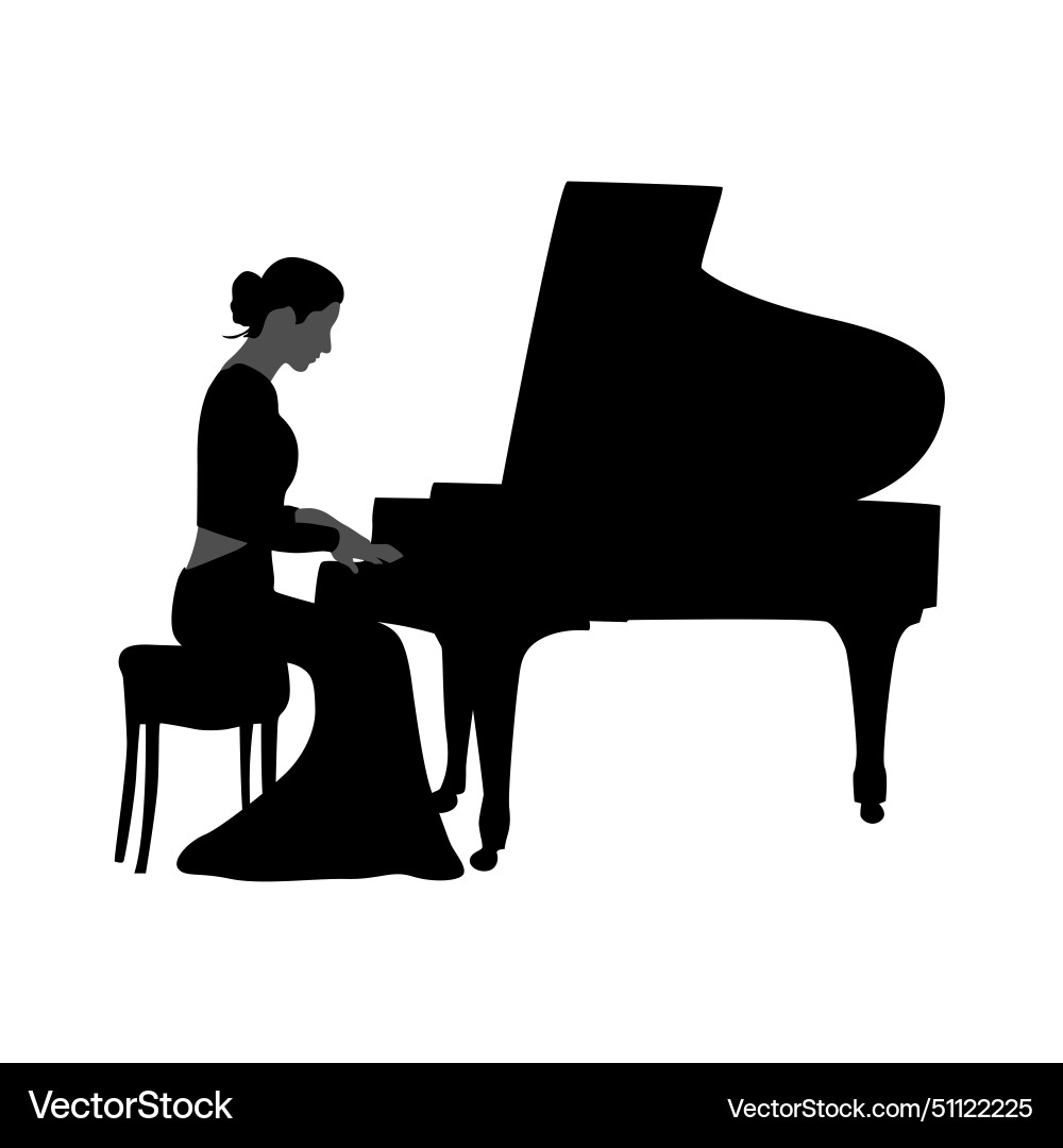 Frau Pianist Silhouette Frau Pianist Silhouette vektorbild