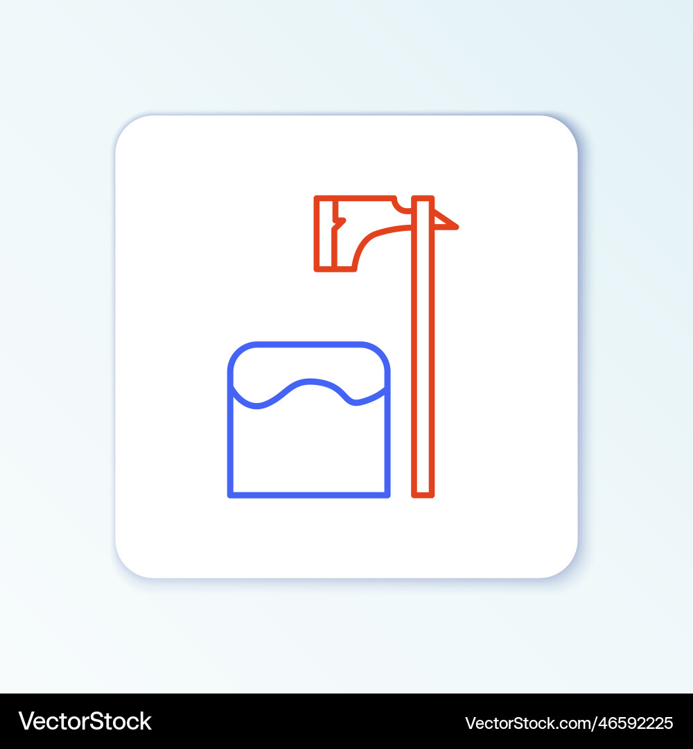 Line executioner axe in tree block icon isolated Line executioner axe in tree block icon isolated vector image