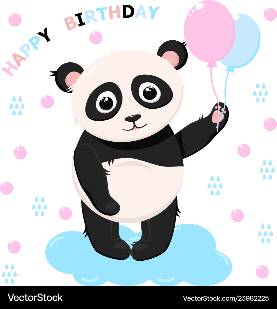 Panda happy birthday Panda happy birthday vector image