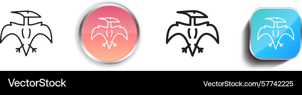 Pterodactyl icon thin linear regular and button Vector Image