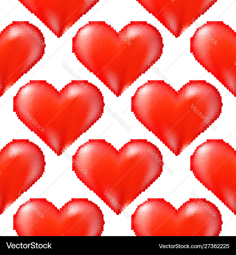 Red halftone heart random seamless pattern vector image