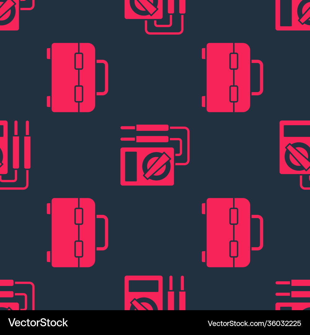 Set toolbox and multimeter on seamless pattern Set toolbox and multimeter on seamless pattern vector image