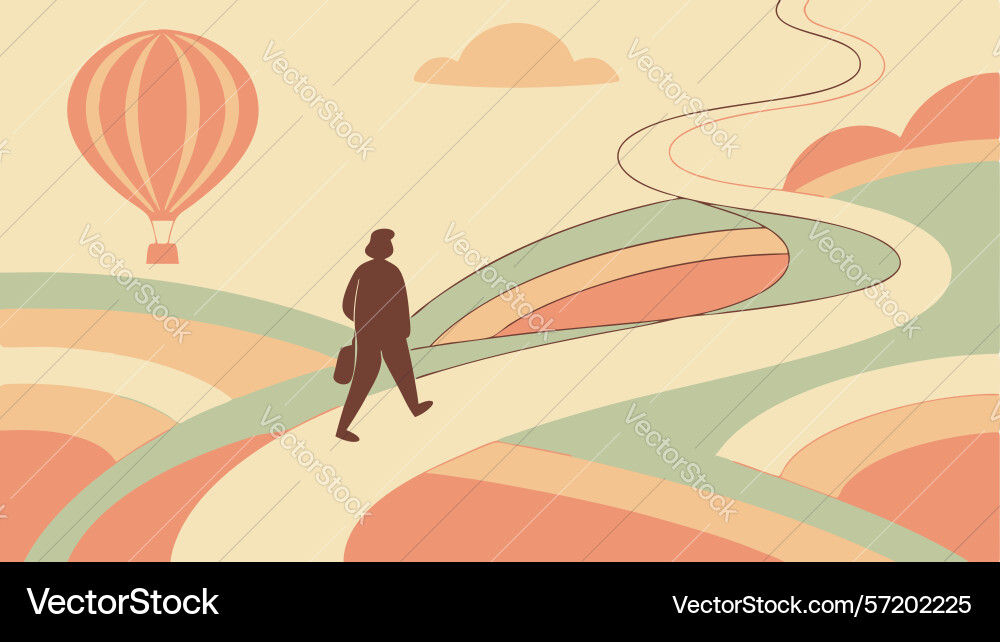 Solitary journey a path to serenity with distant Vector Image
