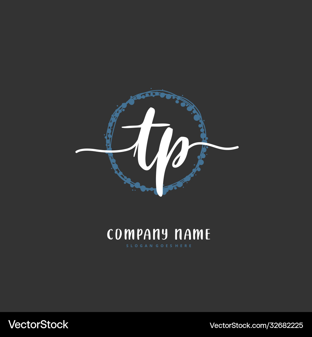 T p tp initial handwriting and signature logo Vector Image