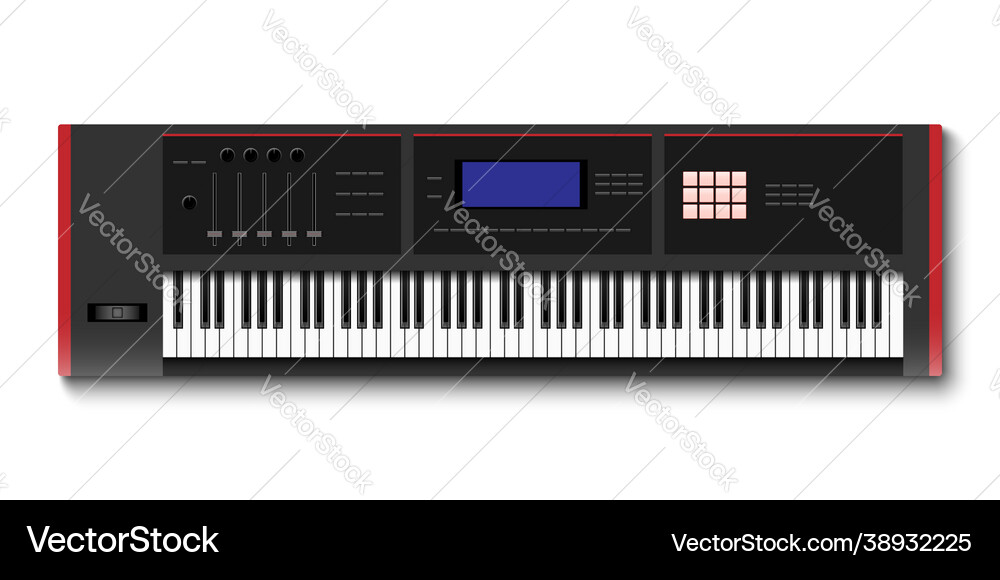 Top view synthesizer keyboard isolated Top view synthesizer keyboard isolated Vector Image