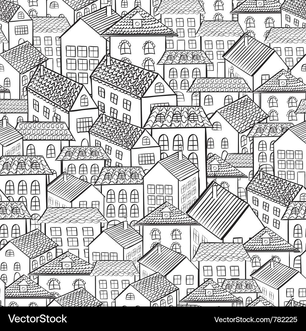 Town Houses Seamless Pattern Vector Image